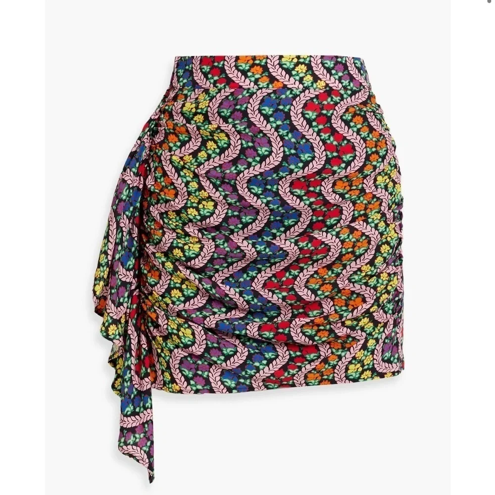 RHODE Hannah draped printed rainbow crepe mini skirt in Excellent Condition